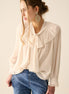 Beige Chiffon Blouse With Bow Detail
