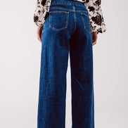 Button Front Jean in Mid Blue
