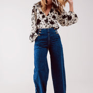 Button Front Jean in Mid Blue