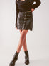Button Through Mini Skirt in Black