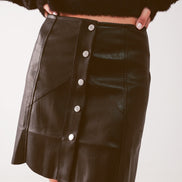 Button Through Mini Skirt in Black