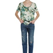 Floral Printed Linen Blend T-Shirt