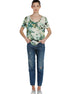 Floral Printed Linen Blend T-Shirt