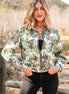 Floral Zip-Up Contrast Collared Jacket