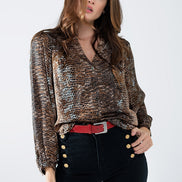 Chiffon Blouse in Brown Leopard Print