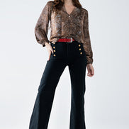 Chiffon Blouse in Brown Leopard Print