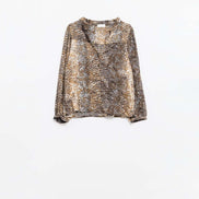 Chiffon Blouse in Brown Leopard Print