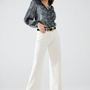 Chiffon Blouse in Grey Leopard Print