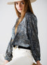 Chiffon Blouse in Grey Leopard Print