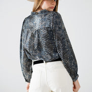 Chiffon Blouse in Grey Leopard Print