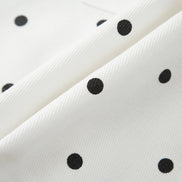 Polka Dot Denim Embroidered Scallop Hem Shorts