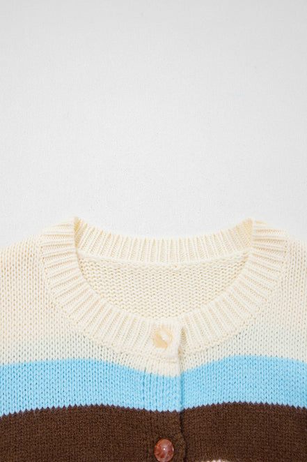 Stripe Colorblock Long Sleeve Drop Shoulder Cardigan