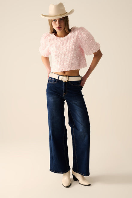 Dark Wash Wide Leg Stretch Denim Jeans