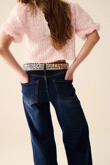 Dark Wash Wide Leg Stretch Denim Jeans