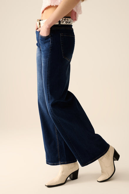 Dark Wash Wide Leg Stretch Denim Jeans