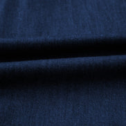 Solid Denim Collared Bubble Sleeve Buttoned Midi Dress