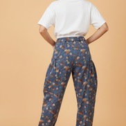 Floral Denim Elastic Waist Pocketed Barrel Jeans
