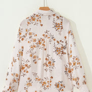Floral Silky Button-Up Long Sleeve Shirt