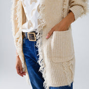 Ecru Boho Distressed Cardigan