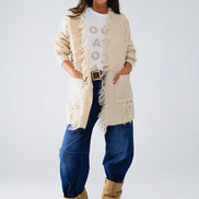 Ecru Boho Distressed Cardigan