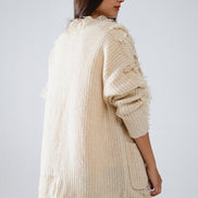 Ecru Boho Distressed Cardigan