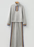 Stripe Patchwork Quarter-Zip Pullover and Pant Set