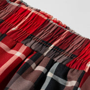 Plaid Buttoned Elastic Waist Wide Leg Pants