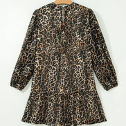 Leopard Long Sleeve Shift Mini Dress