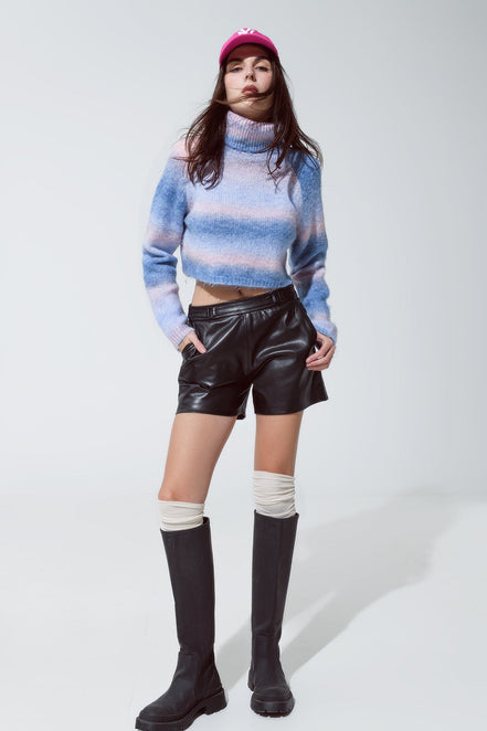 Faux Leather Shorts With Waist Detail