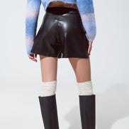 Faux Leather Shorts With Waist Detail