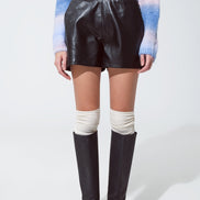 Faux Leather Shorts With Waist Detail