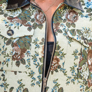 Floral Zip-Up Contrast Collared Jacket