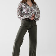 Metallic Effect Flower Print Shirt