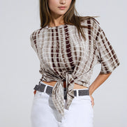 Knot-Front Tie Dye Printed T-Shirt