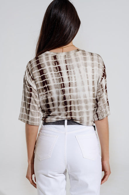 Knot-Front Tie Dye Printed T-Shirt