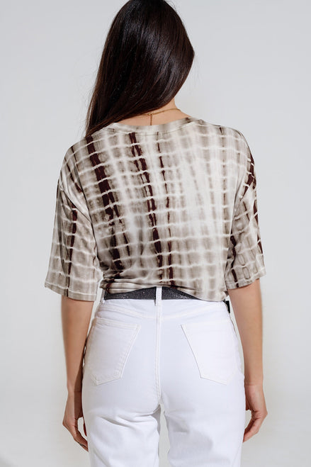 Knot-Front Tie Dye Printed T-Shirt
