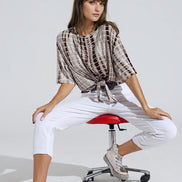 Knot-Front Tie Dye Printed T-Shirt