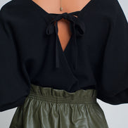 Knitted Sweater With Wrapped V-Neck