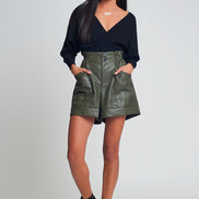 Knitted Sweater With Wrapped V-Neck
