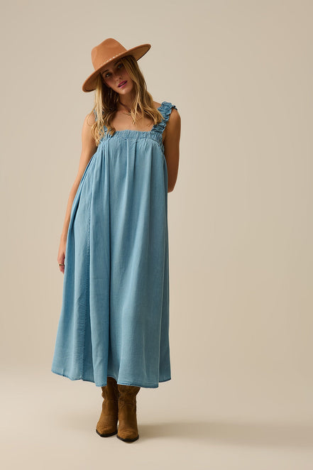 Light Blue Boho Maxi Dress