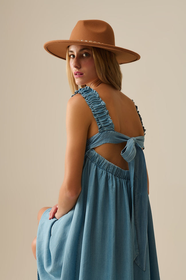 Light Blue Boho Maxi Dress