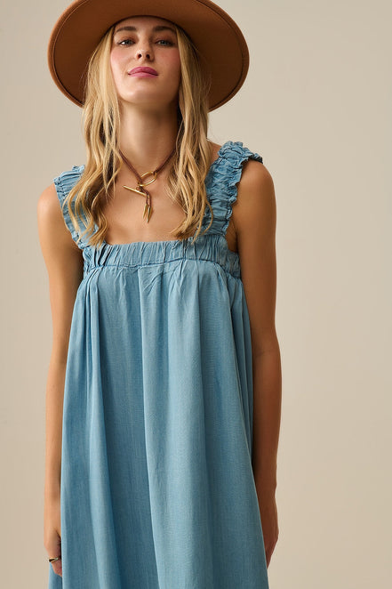 Light Blue Boho Maxi Dress