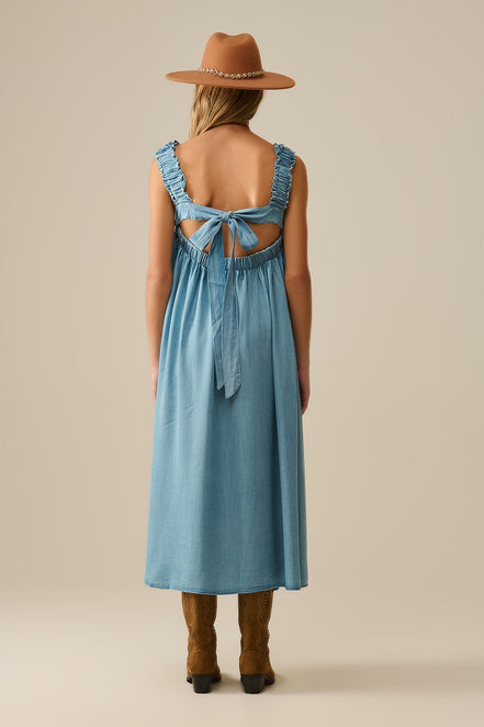 Light Blue Boho Maxi Dress