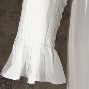 Pleated Long Sleeve Shirt Dress - White