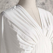 Pleated Long Sleeve Shirt Dress - White