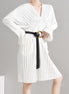 Pleated Long Sleeve Shirt Dress - White