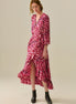 Maxi Wrap Dress in Satin Fuchsia Leopard Print