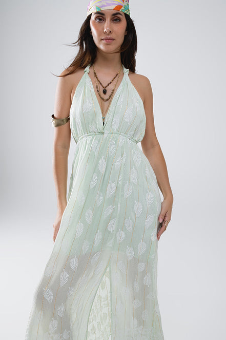 Midi Halter Dress in Mint
