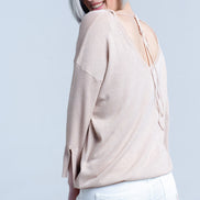 Pink Knit Sweater With Gold Lurex Detail