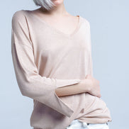 Pink Knit Sweater With Gold Lurex Detail